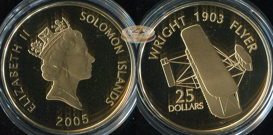 Соломоновы о-ва. 25 долларов. 2005 (Proof. Серебро. Позолота)