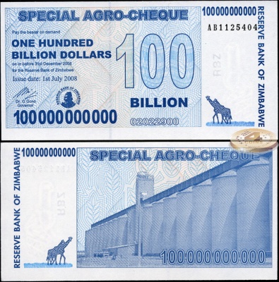 Зимбабве. 100000000000 долларов (Unc) 2008