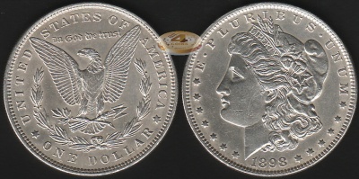 США. 1 доллар. 1898 (aUnc/Unc. Серебро)