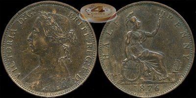 Великобритания. 1/2 пенни. 1876 (aUnc)