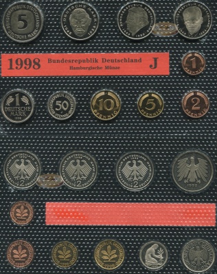 Германия (ФРГ). Официальный набор (Proof-Like. 10 монет) 1998.J