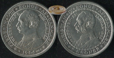 Дания. 2 кроны. 1906 (XF+. Серебро)