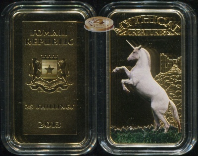Сомали. 25 шиллингов. 2013 (Proof. Позолота. Эмаль)