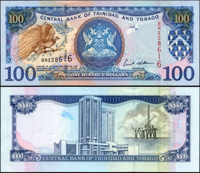 Тринидад и Тобаго. 100 долларов (Unc) 2002
