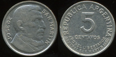 Аргентина. 5 центаво. 1950