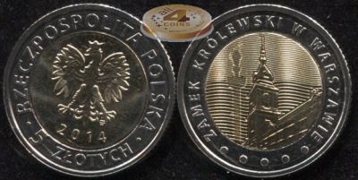 Польша. 5 злотых. 2014 (Unc. Биметалл) Королевский замок в Варшаве