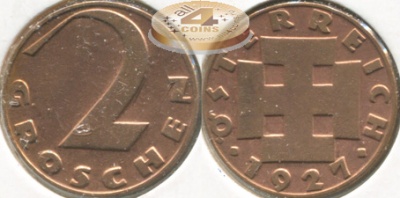 Австрия. 2 грошена. 1927 (Unc)