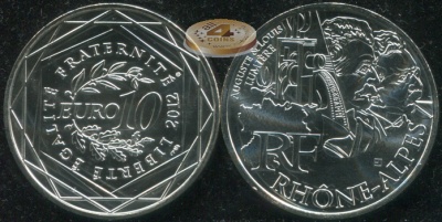 Франция. 10 евро. 2012 (Unc. Серебро)