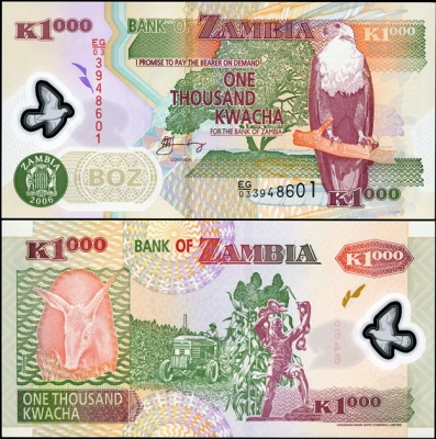 Замбия. 1000 квача (Unc. Пластик) 2006