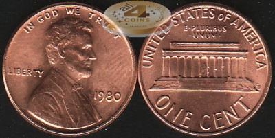 США. 1 цент. 1980 (Unc)
