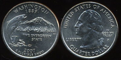 США. Квотер (25 центов). 2007.P (Unc) Вашингтон