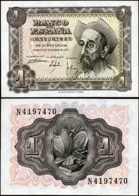Испания. 1 песета (Unc) 1951