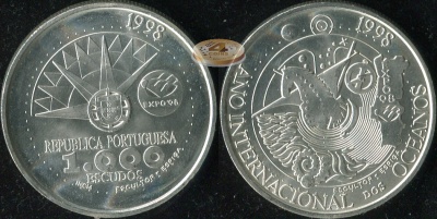 Португалия. 1000 эскудо. 1998 (Unc. Серебро)