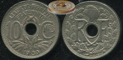 Франция. 10 сантимов. 1930 (aUnc)