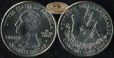США. Монета 25 центов [Квотер]. 2009.P (KM#466. Unc) Территории. Северные Марианские о-ва