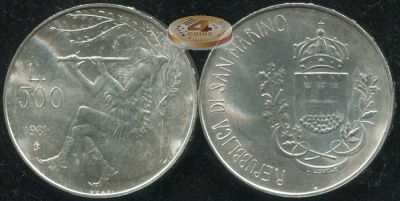 Сан-Марино. 500 лир. 1981 (Unc. Серебро)