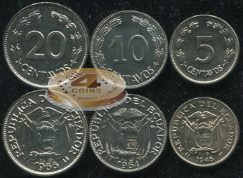 Эквадор. Набор №6 (3 монеты) 1946-66