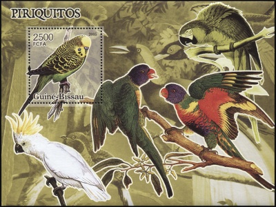 Гвинея-Биссау. 2005. Попугаи (Блок. MNH OG)