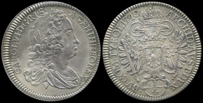 Священная Римская империя. 1/4 талера. 1740 (41) (XF. Серебро)