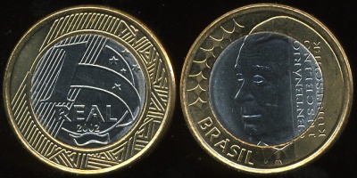 Бразилия. 1 реал. 2002 (Unc)