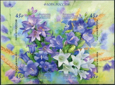Россия. 2019. Цветы. Колокольчики (Квартблок. MNH OG)