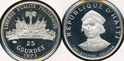 Гаити. 25 гурдов. 1973 (Proof. Серебро)