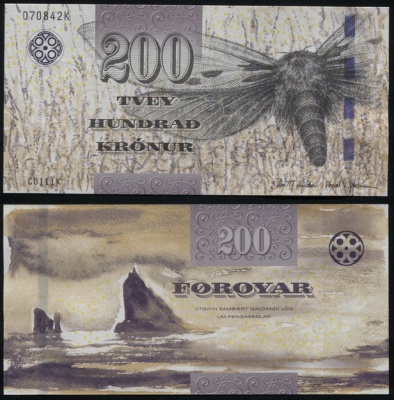 Фарерские о-ва. Банкнота 200 крон. (20)11. Unc. Бумага. Кат# P.31a