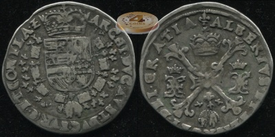 Испанские Нидерланды (Фландрия). 1/4 патагона. ND(1598-1621) (VF. Серебро)