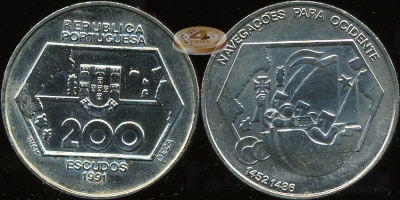 Португалия. 200 эскудо. 1991 (Unc)
