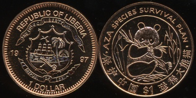 Либерия. 1 доллар. 1997 (Unc)