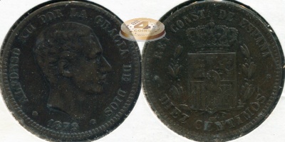 Испания. 10 центимов. 1879.OM (VF)