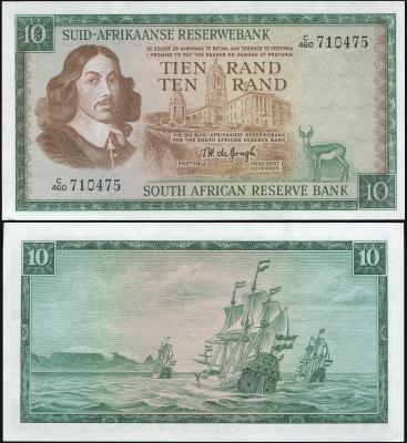 ЮАР Банкнота 10 рандов ND (1975) Unc Бумага Кат# P.114c