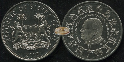 Сьерра Леоне. 1 доллар. 2005 (Unc)