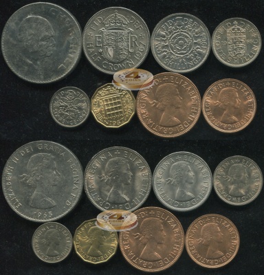 Великобритания. Набор №5 (8 монет) 1954-67