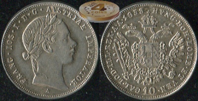 Австрийская империя. 10 крейцеров. 1853.A (Unc. Серебро)