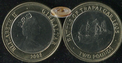 Гибралтар. 2 фунта. 2008 (Unc. Биметалл)