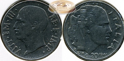 Италия. 20 центезимо. 1941 (XF)