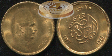 Египет. 20 пиастров. 1923 (aUnc. Золото)