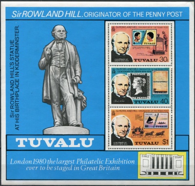 Тувалу. 1979. 100-летие со дня смерти Роуленда Хилла (Почтовый блок. MNH OG)