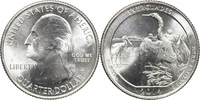 США. Монета 25 центов [Квотер]. 2014.D (KM#570. Unc) Everglades [Florida]