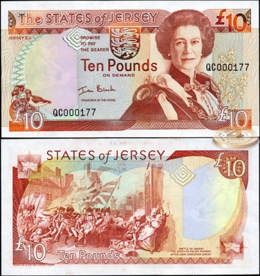 Джерси. 10 фунтов (Unc) 2000