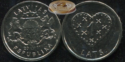 Латвия. 1 лат. 2011 (Unc)