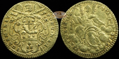 Ватикан. Мецо (1/2) Цехино. 1769 (VF. Золото)