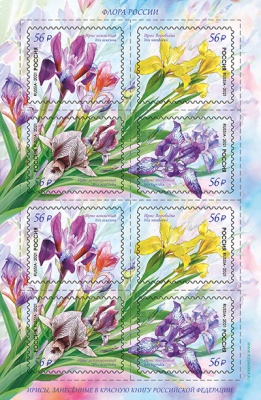 Россия. 2021. Красная книга. Ирисы (Малый лист. MNH OG)