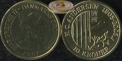 Дания. 10 крон. 2007 (Unc)