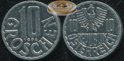 Австрия. 10 грошенов. 1994 (Unc)