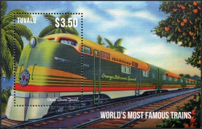 Тувалу. 2013. Поезд класса люкс "Orange Blossom Special" (Блок. MNH OG)