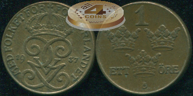 Швеция. 1 эре. 1937 (XF)