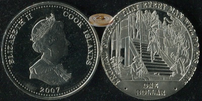 О-ва Кука. 1 доллар. 2007 (Prooflike)