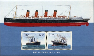 Ирландия. 2015. 100-я годовщина потопления RMS Lusitania (Блок. MNH OG)